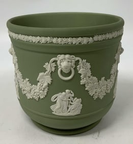 Wedgwood Green Jasperware Planter ENGLAND