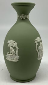 Wedgwood Green Jasperware Bud Vase ENGLAND