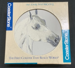 Set 4 CoasterStone White Horse Coasters W Box