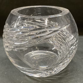 Signed Ceska Cut Crystal Rose Bowl Vase