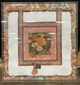 Frmd Signed Charlotte Decoupage Floral Collage 51i