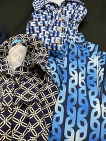 Group Lot 3 J. Mclaughlin Blue Geo Patterned Tops+