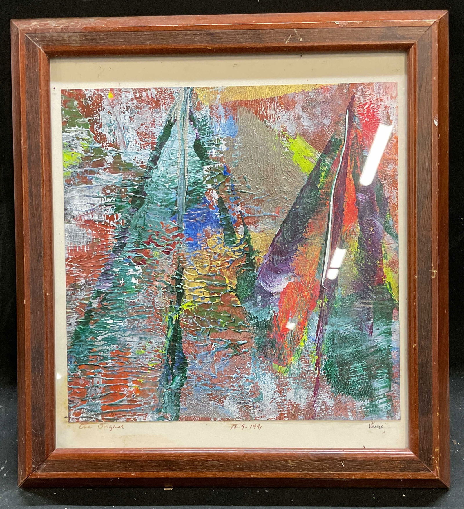 Framed Signed Jonas Abstract Acrylic Painting 1991 (1 of 6)