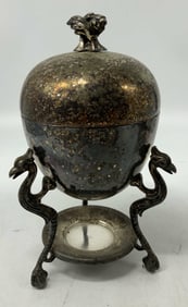 Vntg Silver Plated Egg Coddler W Figural Bird Legs