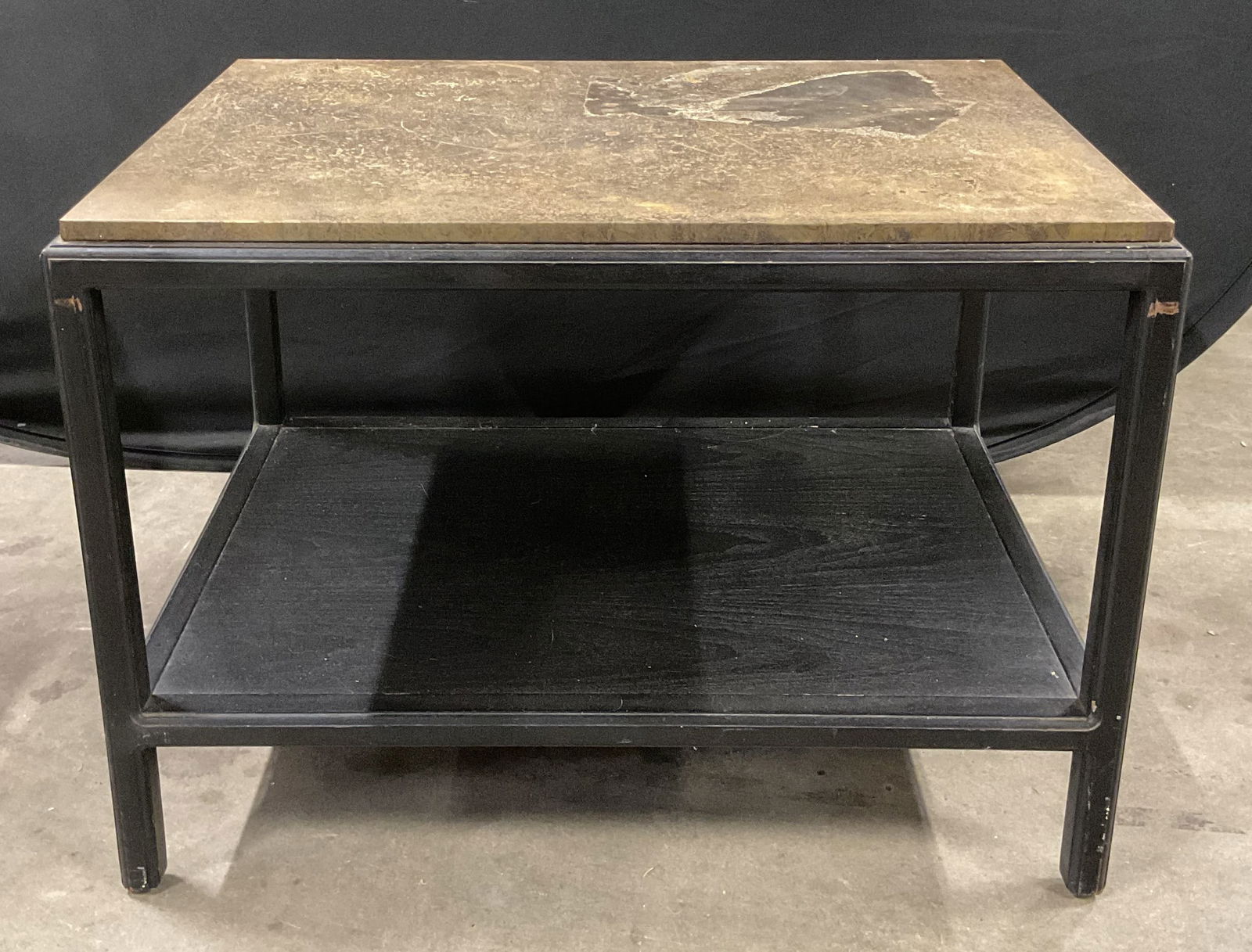 Vtg Minimalist Black Wood Metal Side Accent Table (1 of 6)