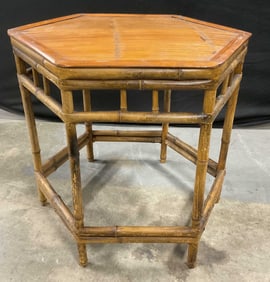 Vintage Bamboo Hexagonal Side Table