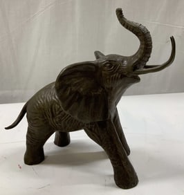 Vtg Bronze Elephant W Raised Trunk Figurine