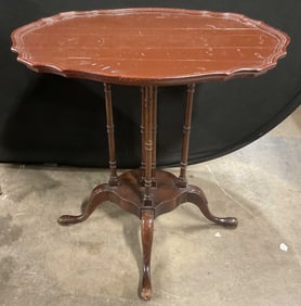 Vintage Brown Wood Pie Crust Side Table