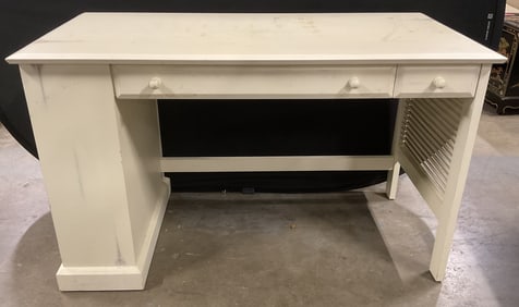 White Wood Desk with Drawers & Shelves