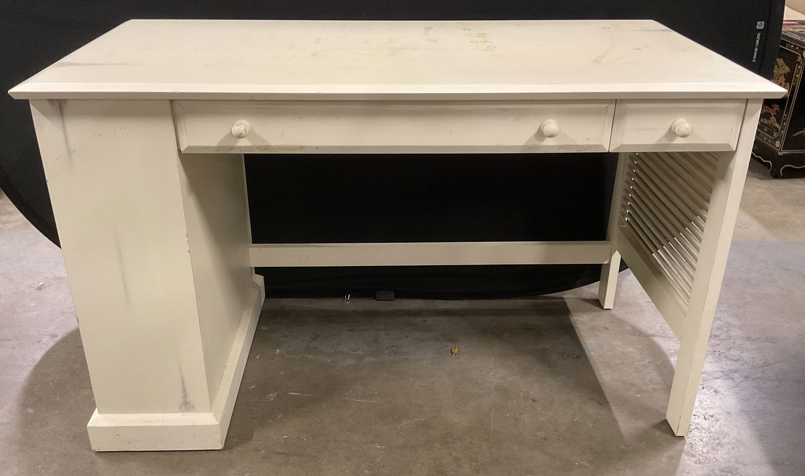 White Wood Desk with Drawers & Shelves (1 of 6)