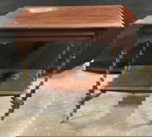 Vintage Wood Accent Side Table with Shelf