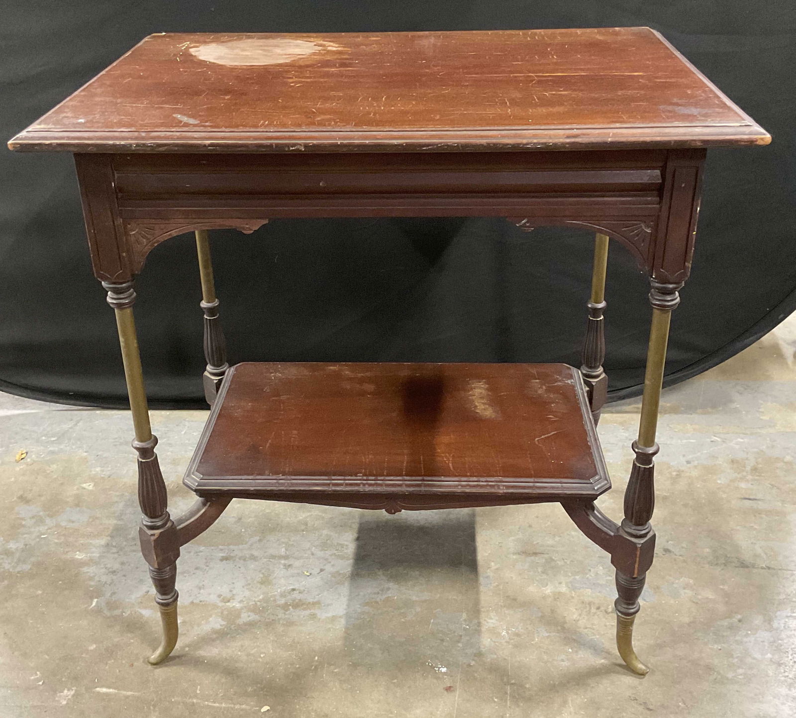 Vintage Wood Accent Side Table with Shelf (1 of 6)