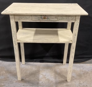 Rustic Hand Painted Floral Side Accent Table