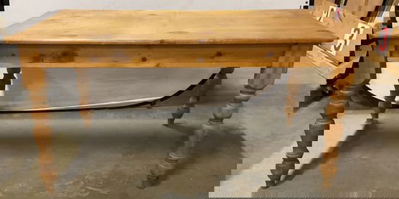 Scrubbed Pine Solid wood Turned Leg Dining Table