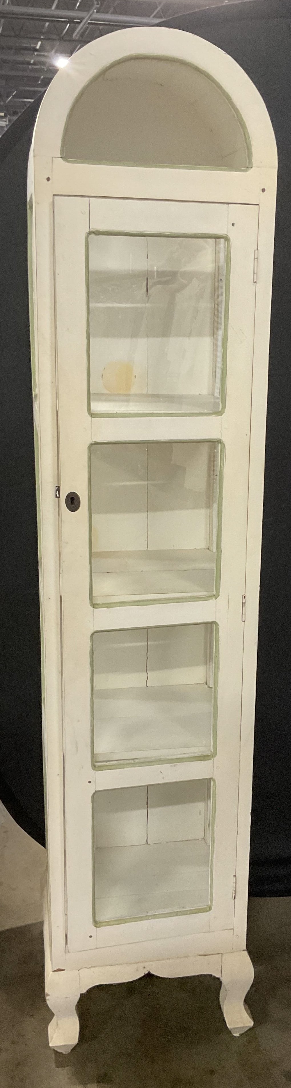 Rustic White Wood Glass Display Cabinet (1 of 7)