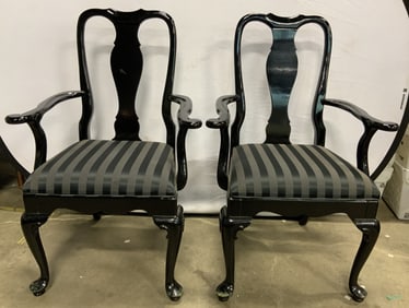 Pr Ebonized Queen Elizabeth End Chairs