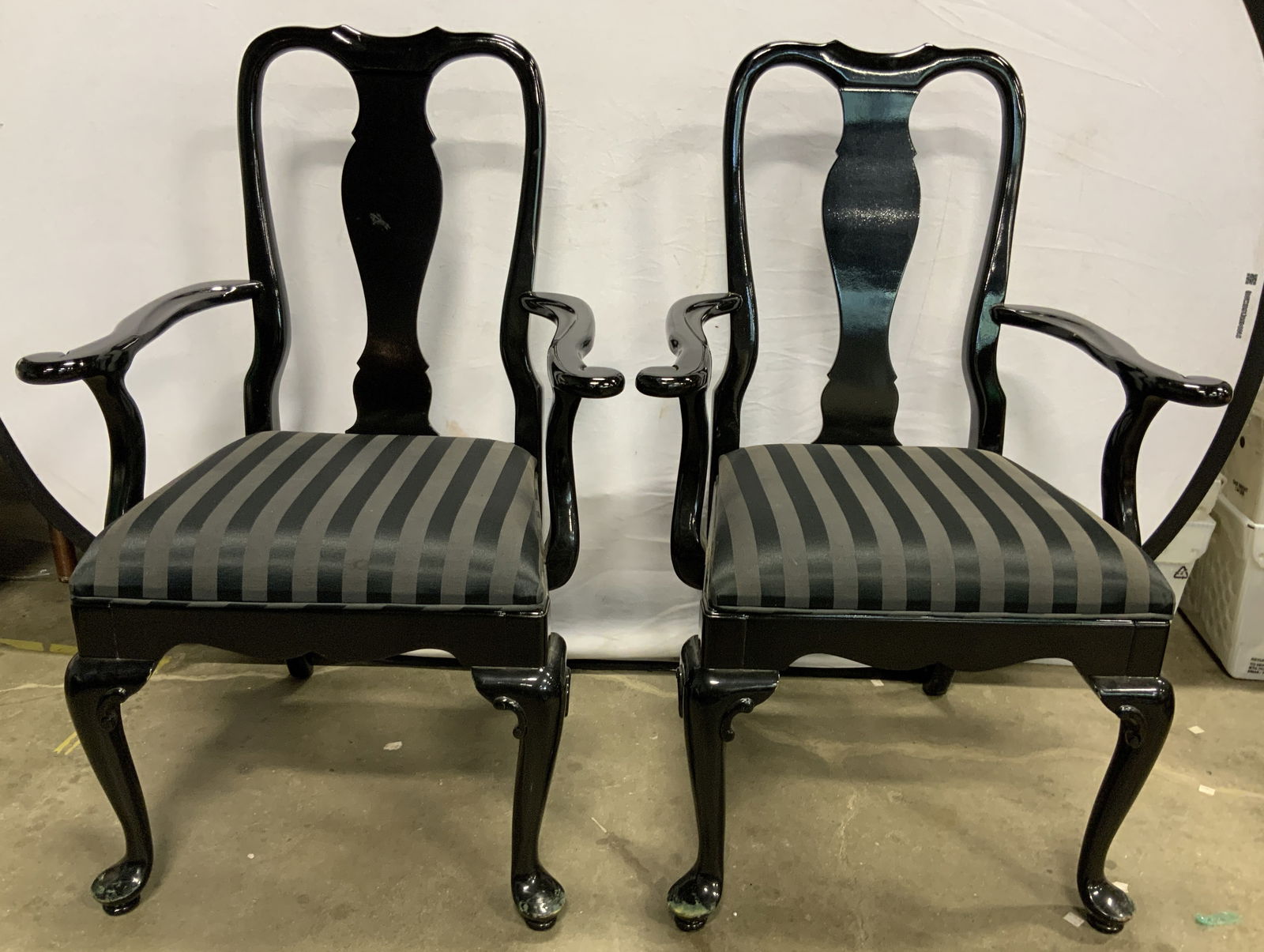 Pr Ebonized Queen Elizabeth End Chairs (1 of 9)
