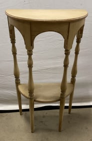 Tan Wood Demilune Console Accent Table