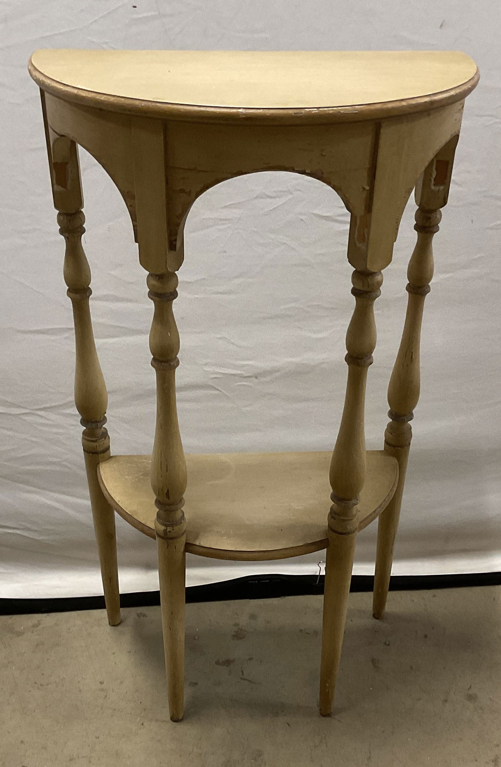 Tan Wood Demilune Console Accent Table (1 of 6)