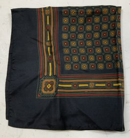 Vtg Hand Block Printed Geometric Handkerchief ENG