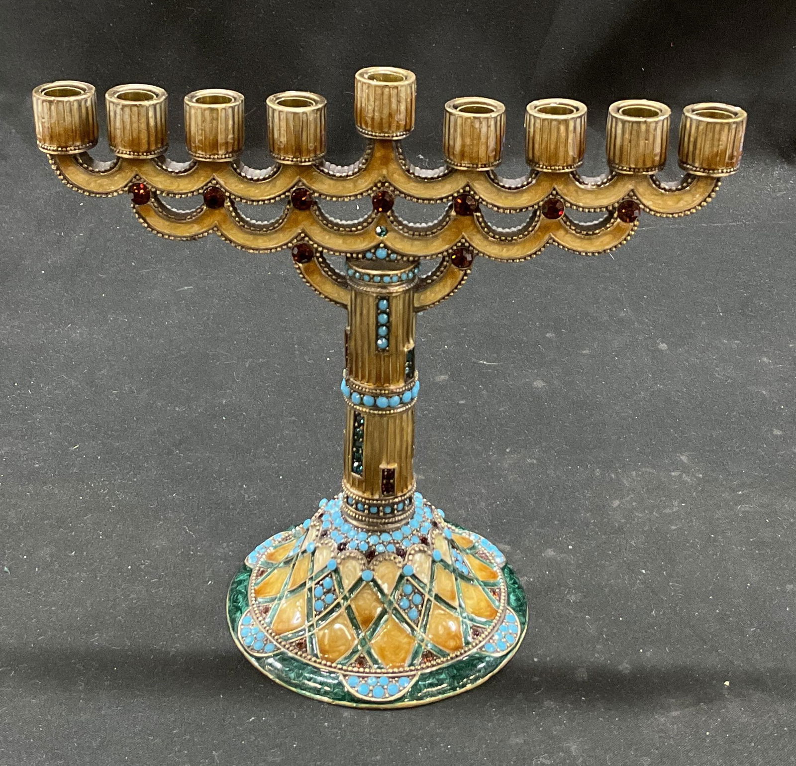 Jeweled & Enameled Brass Menorah (1 of 7)