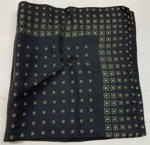 Vtg Hand Block Print Geometric Handkerchief ENG