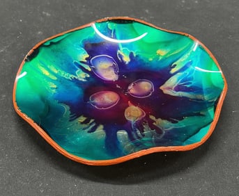 Vintage Enameled Art Glass Dish