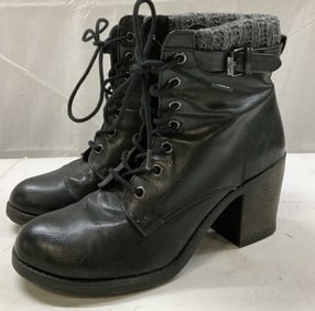 MIA George Heeled Lace Up Black Boots