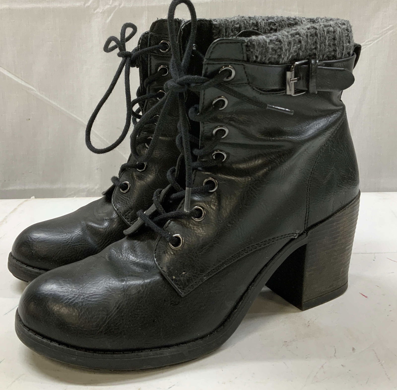 MIA George Heeled Lace Up Black Boots (1 of 8)