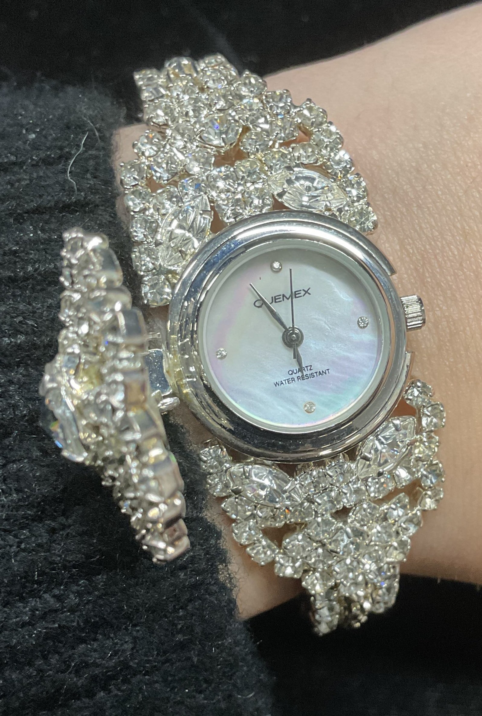 Quemex Silver Tn Crystal Bracelet Watch (1 of 6)