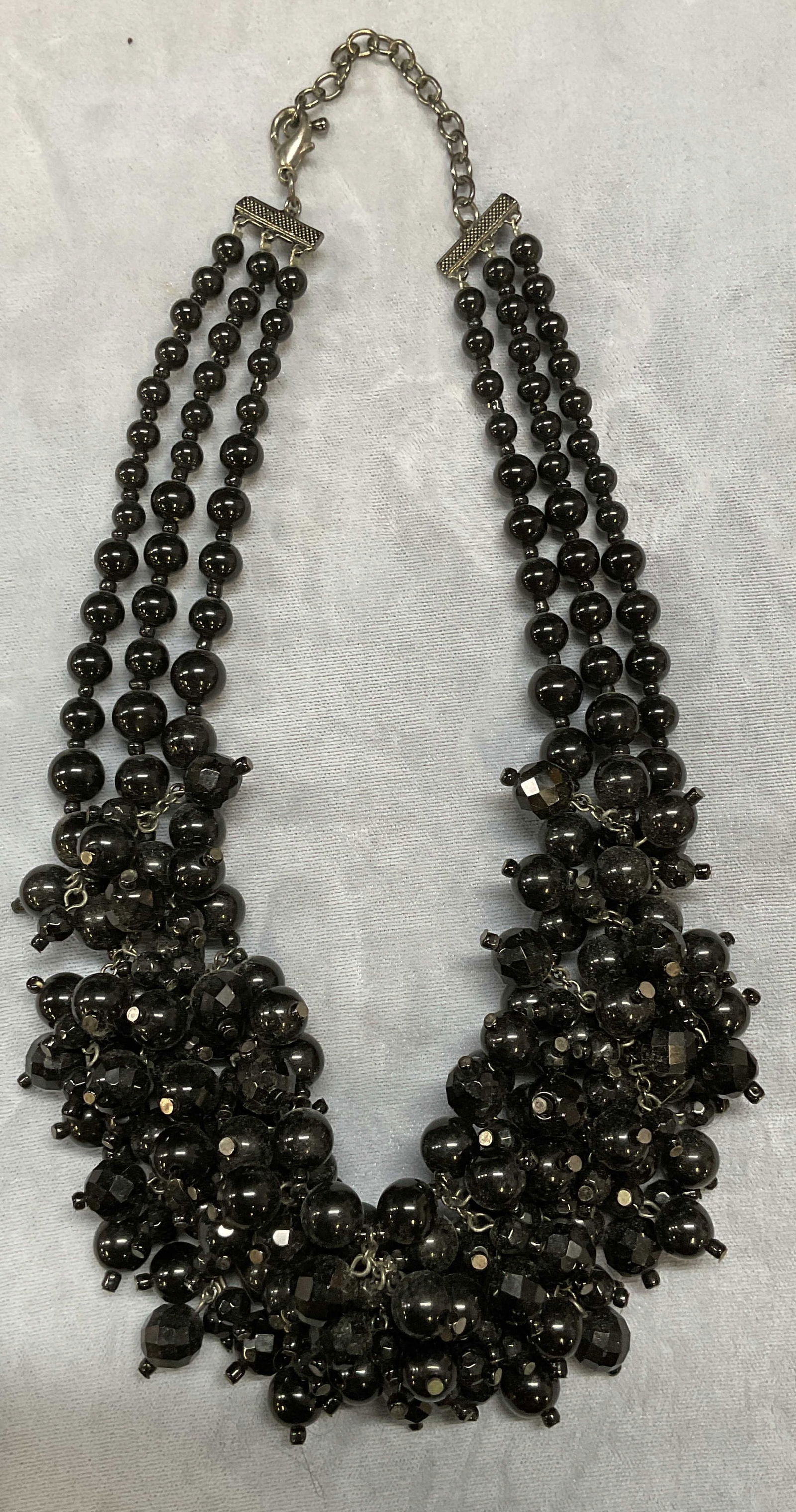 Vintage Black Beaded Crystal Necklace (1 of 6)