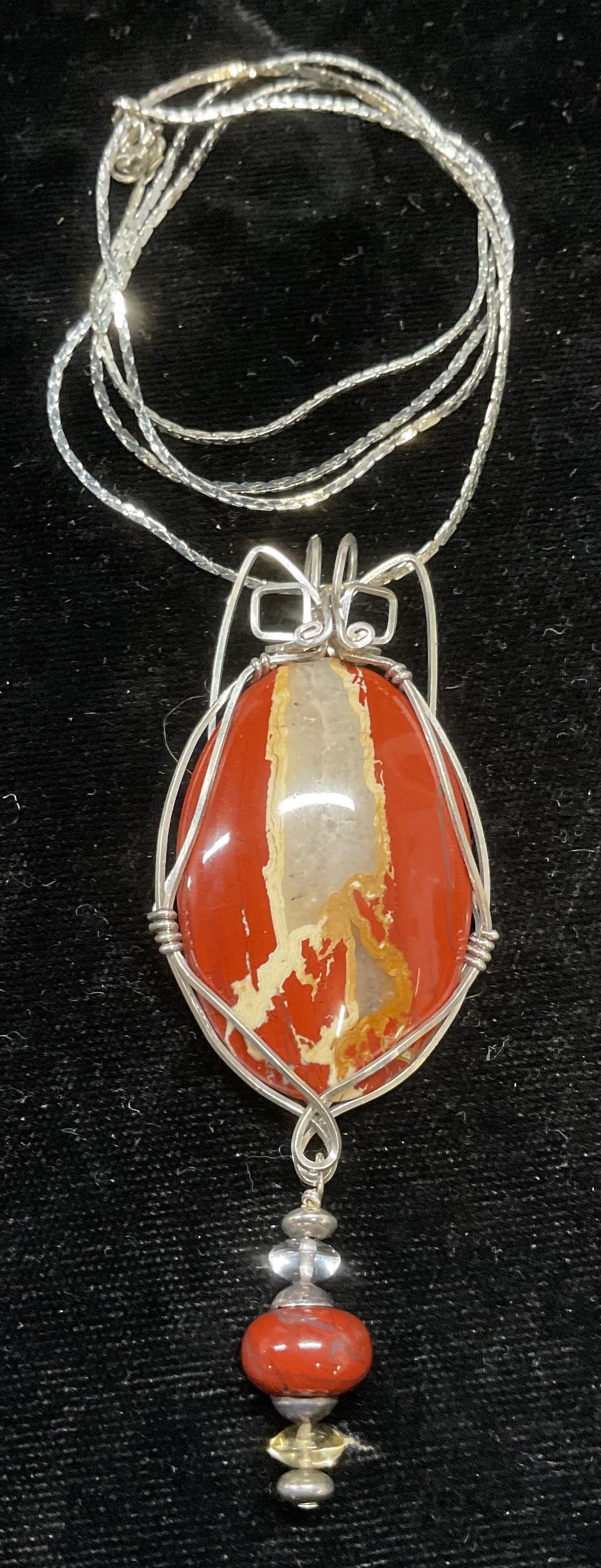 Signed Sterling Silver Agate Pendant Necklace (1 of 6)