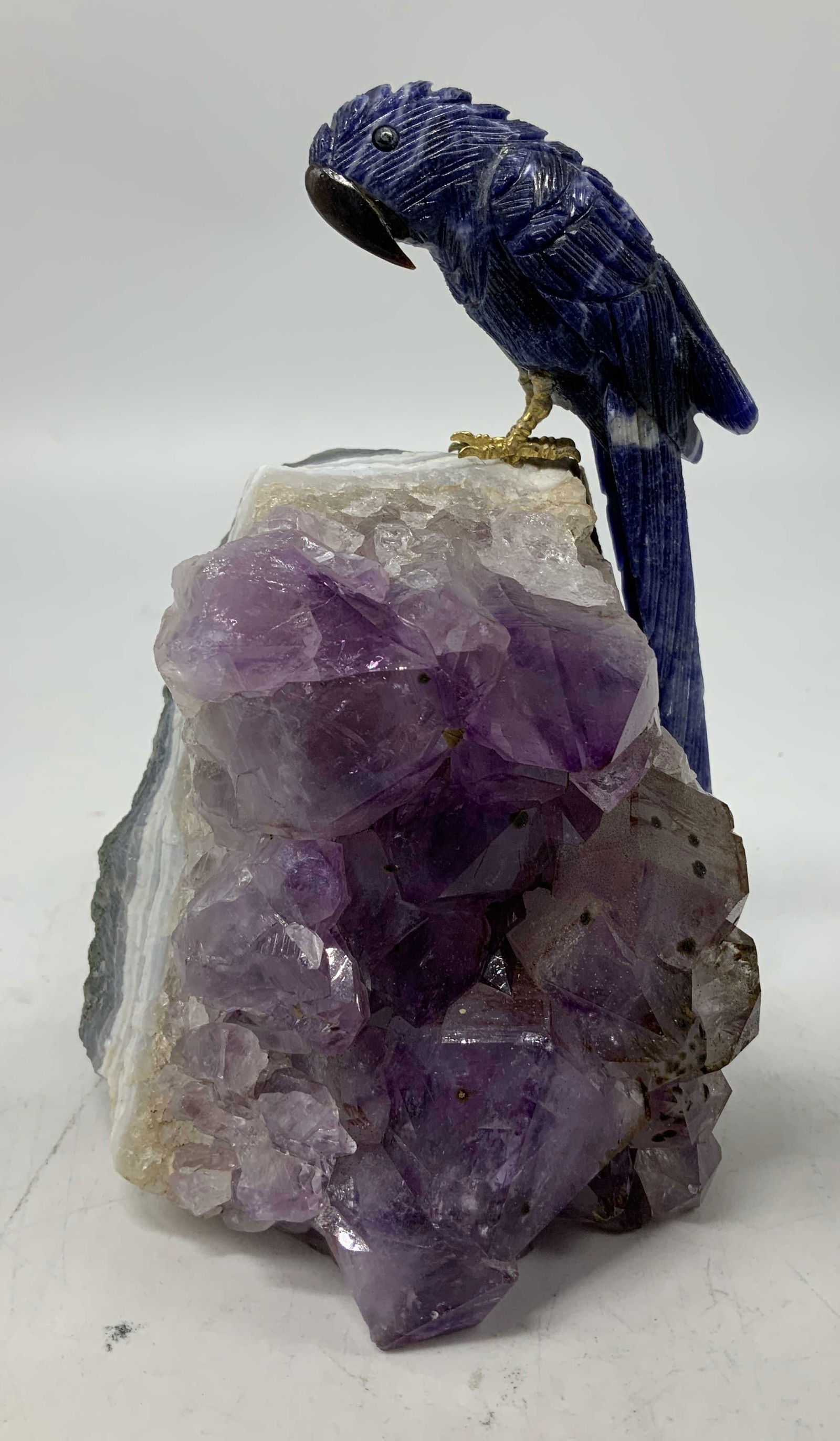 Carved Stone Parrot on Amethyst Cluster (1 of 6)
