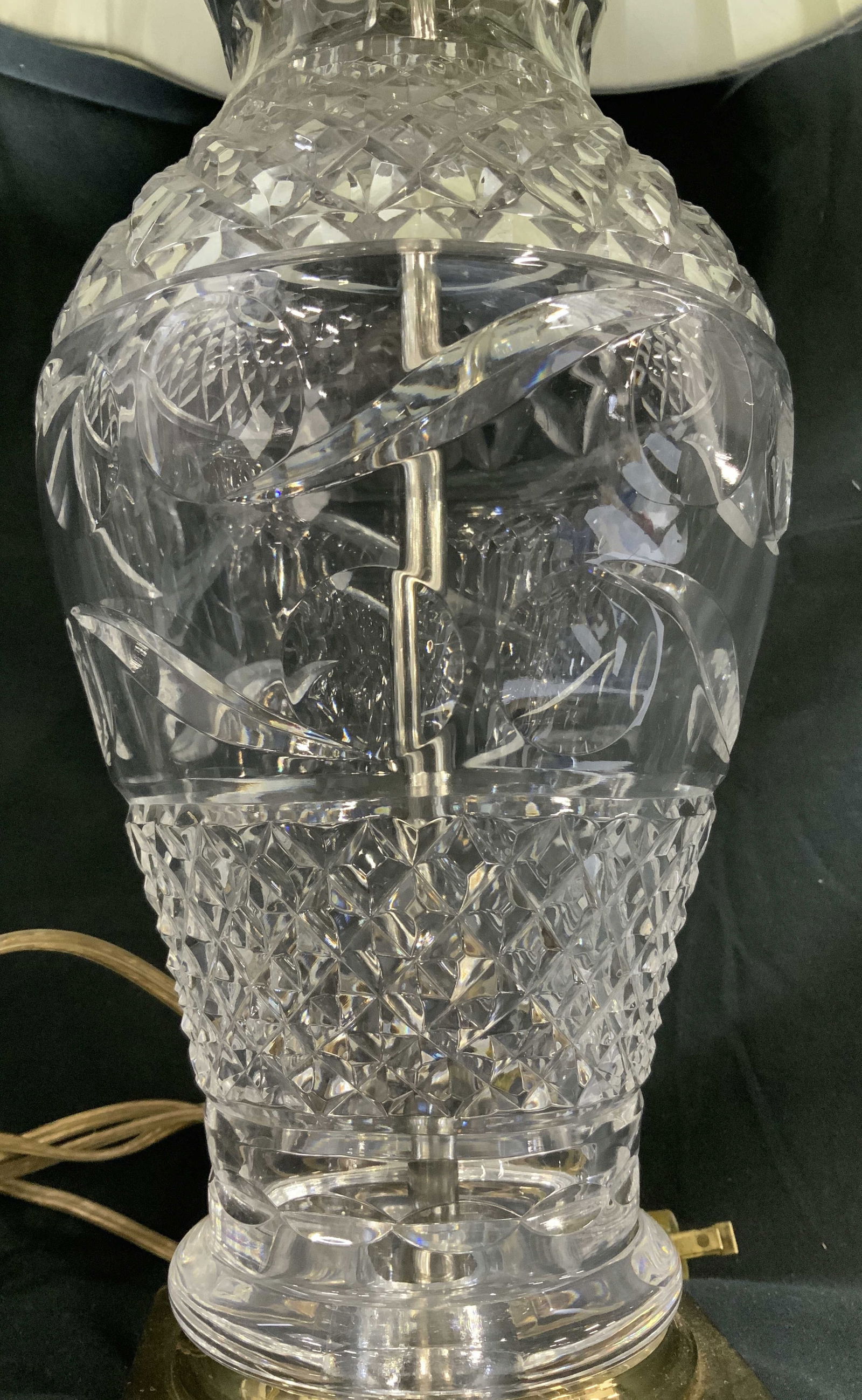 Waterford Cut Crystal Table Lamp W Pleated Shade (1 of 7)