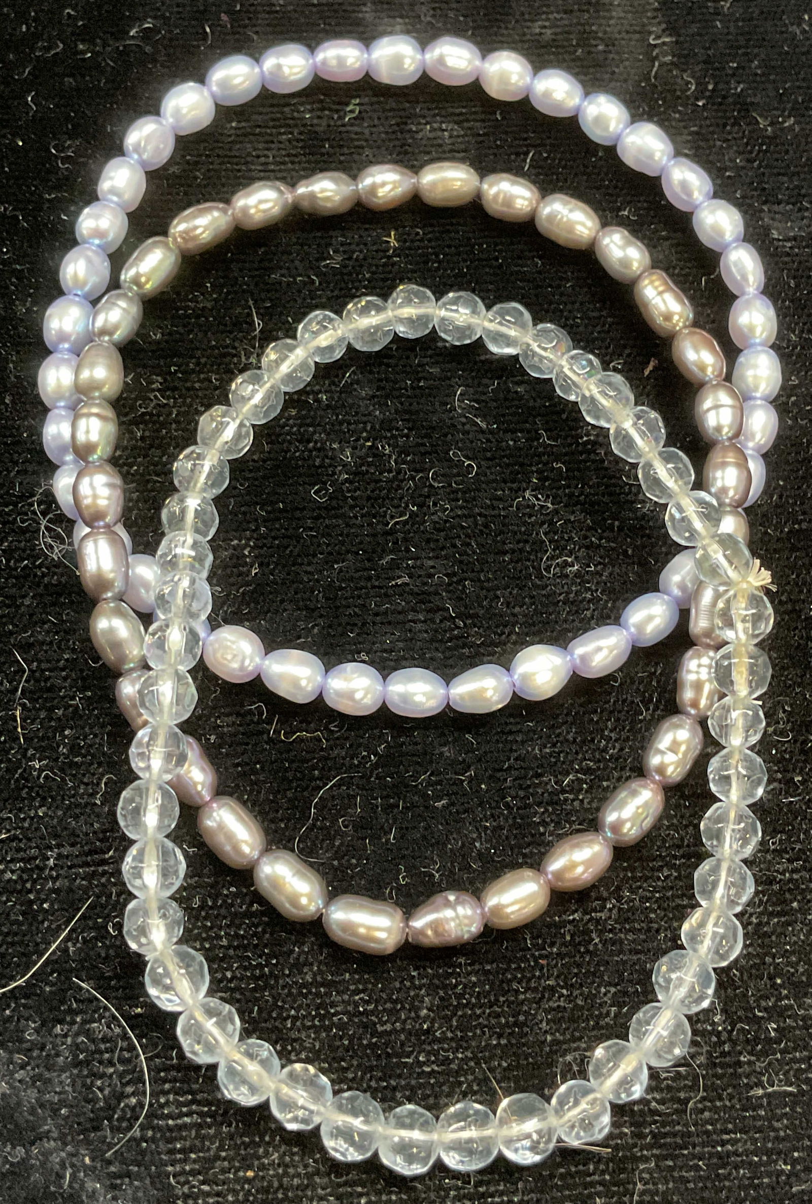 Lot 3 Seed Pearl & Crystal Beaded Bracelets (1 of 6)