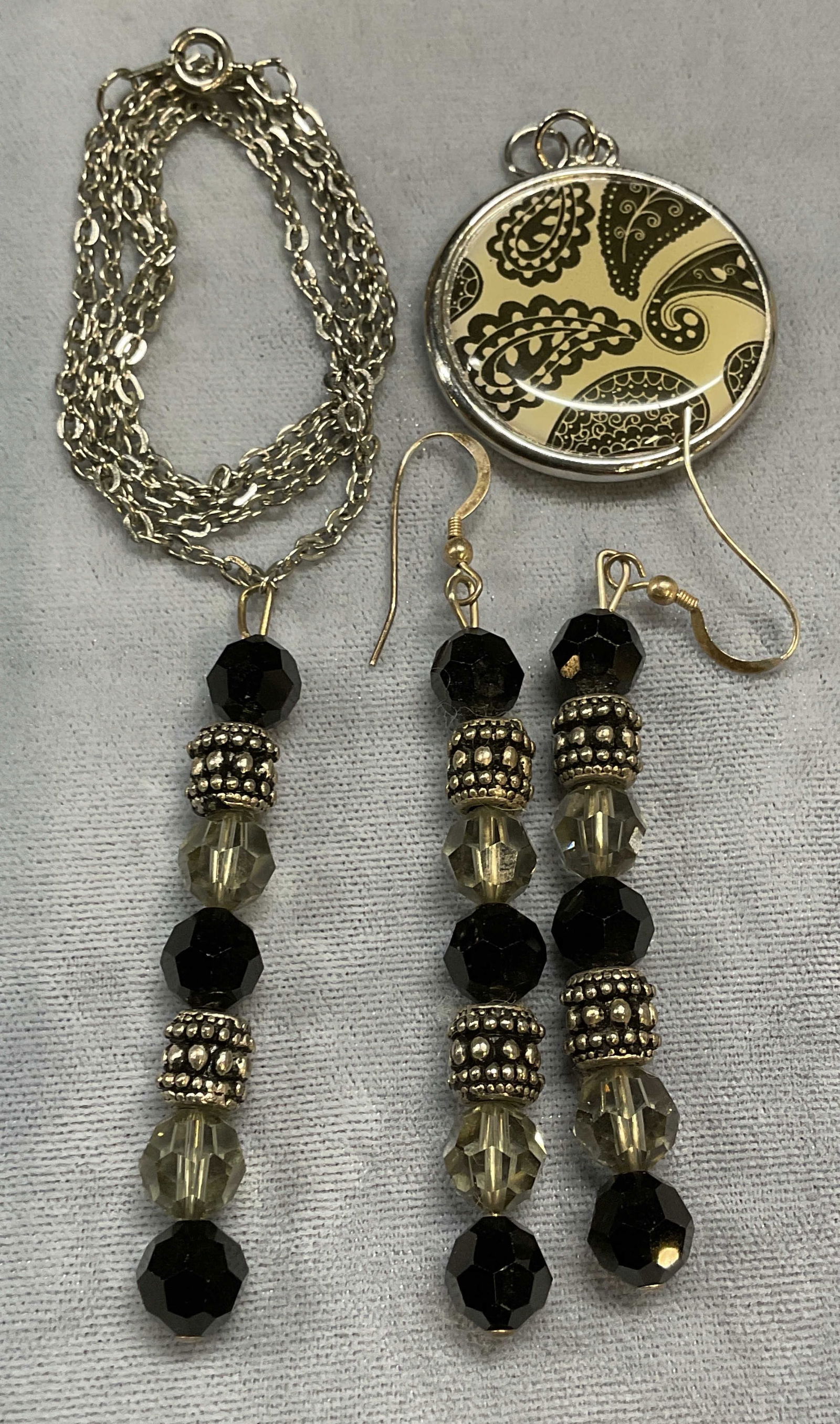 3 Silver Tn Crystal Pendant Necklace & Earrings+ (1 of 6)