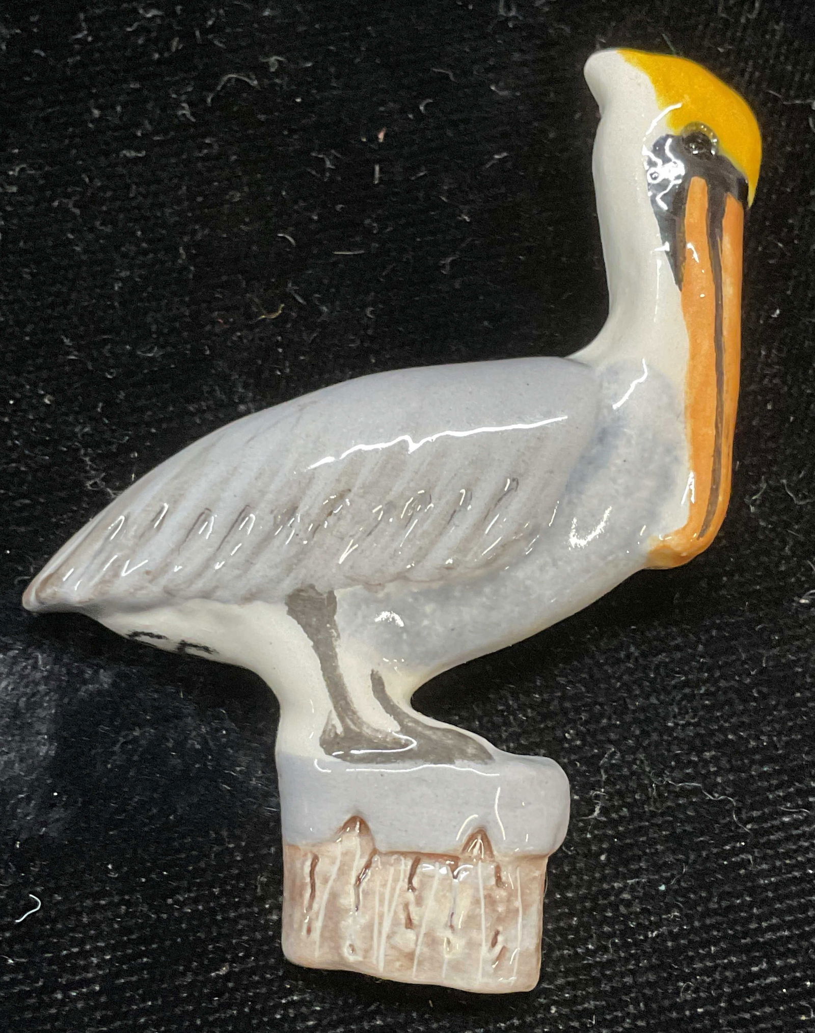 Signed EF Handmade Ceramic Pelican Brooch (1 of 6)