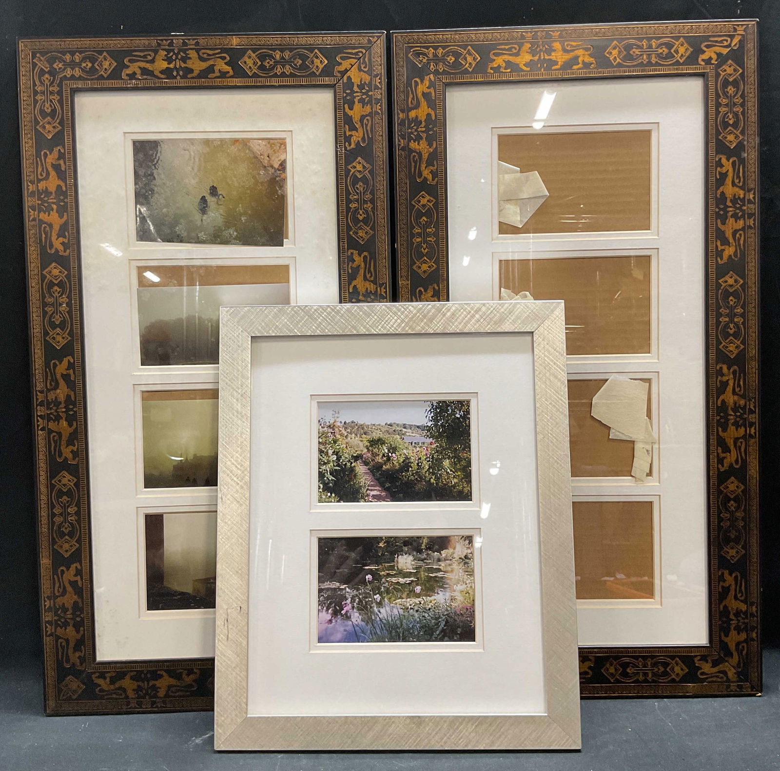 Lot 3 Decorative Gilt & Silver Tn Wood Frames (1 of 6)