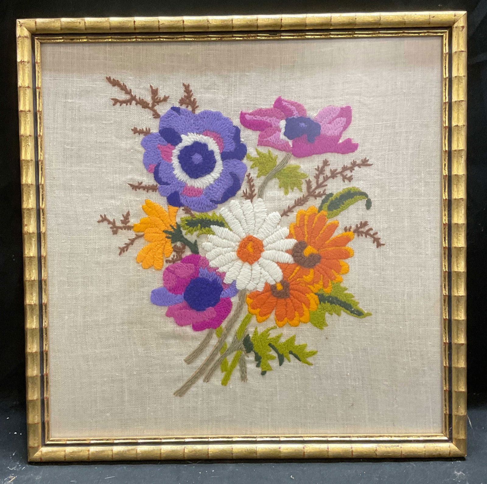 Framed Handmade Flower Embroidery Panel (1 of 6)