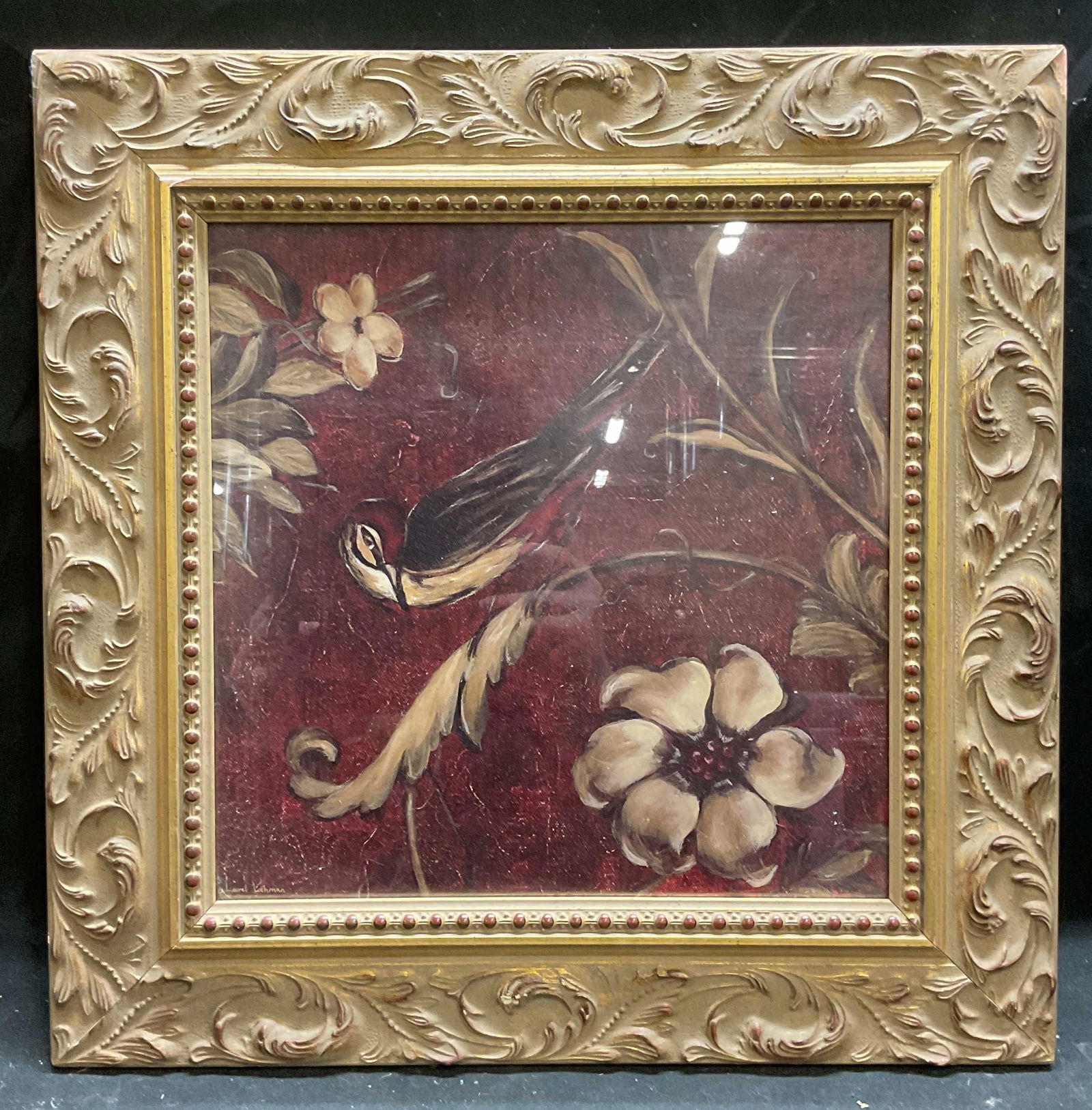Framed Lehman Bird & Flowers Lithograph (1 of 6)
