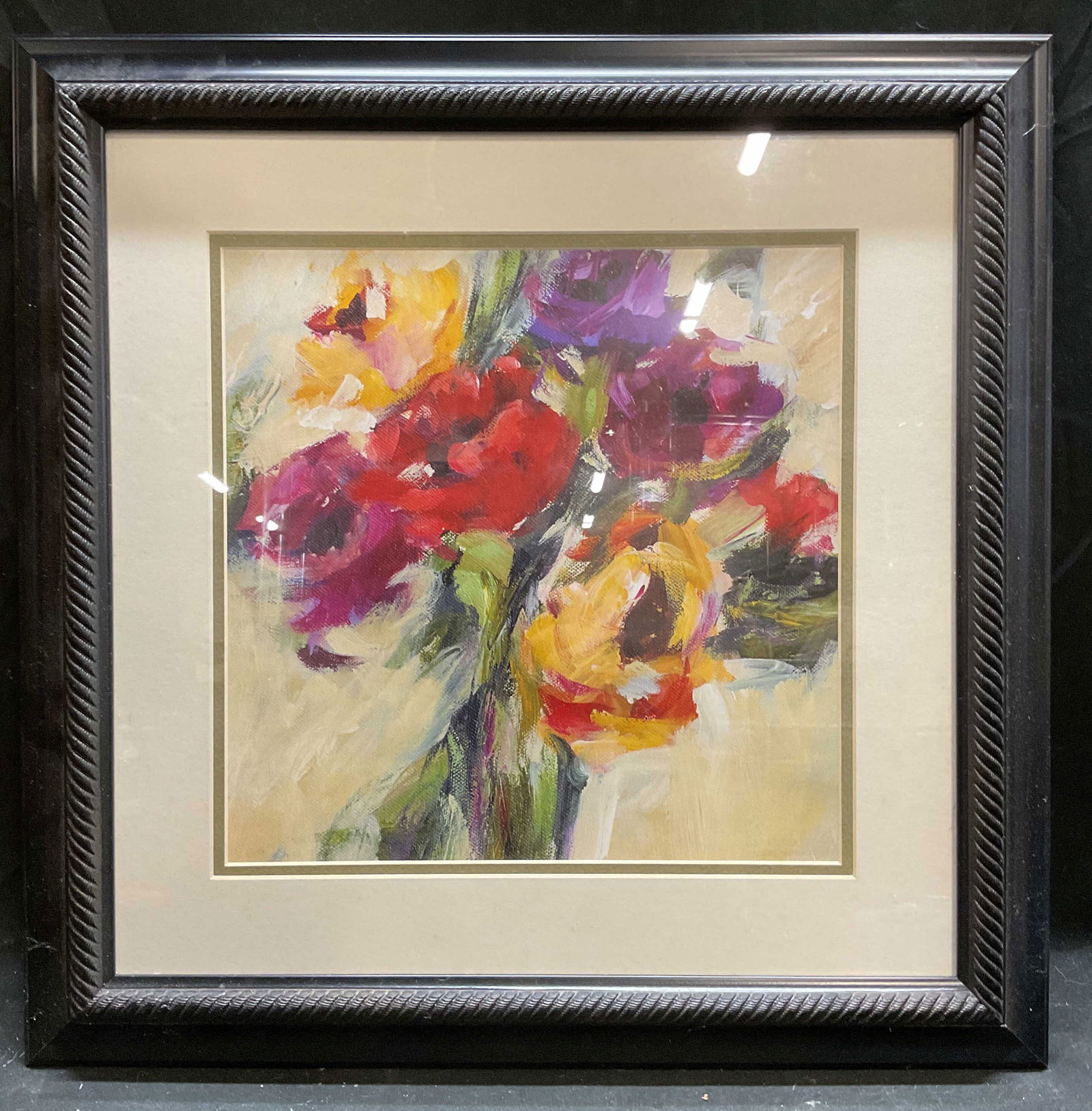 Framed Abstract Flowers Lithograph (1 of 6)