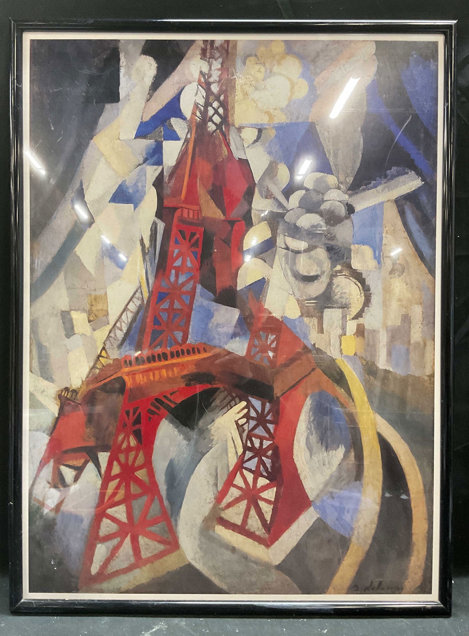 Framed After Delaunay Red Tower Lithograph 28in (1 of 6)