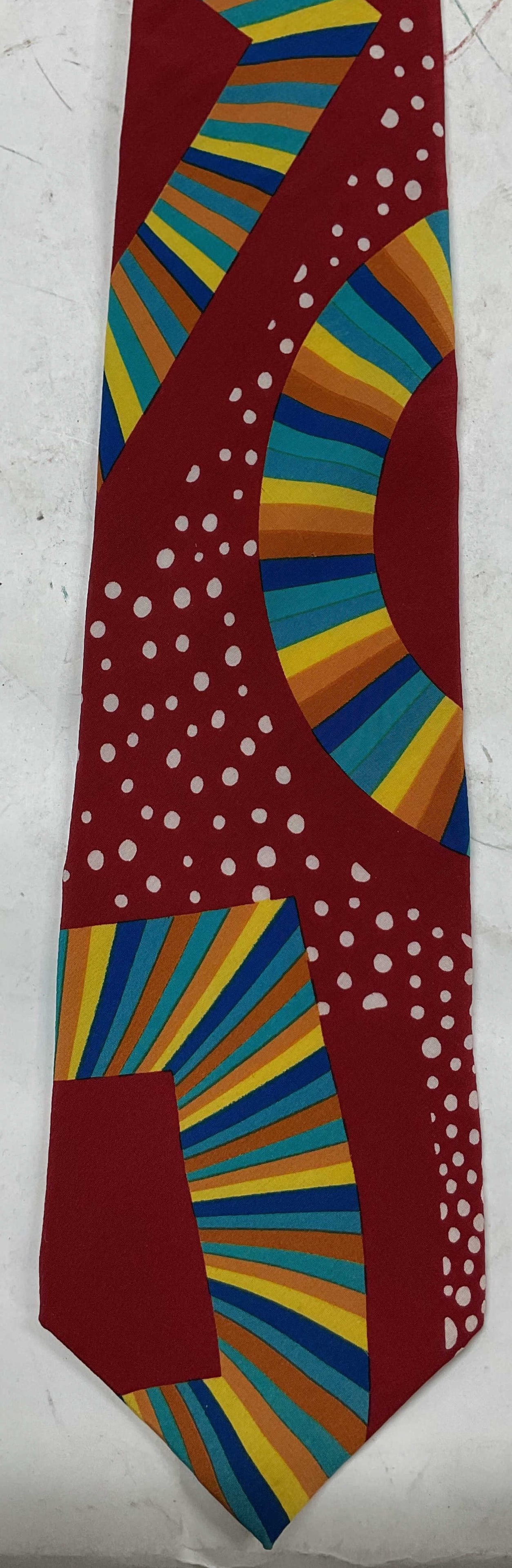 Adolfo Red Patterned Silk Necktie (1 of 6)