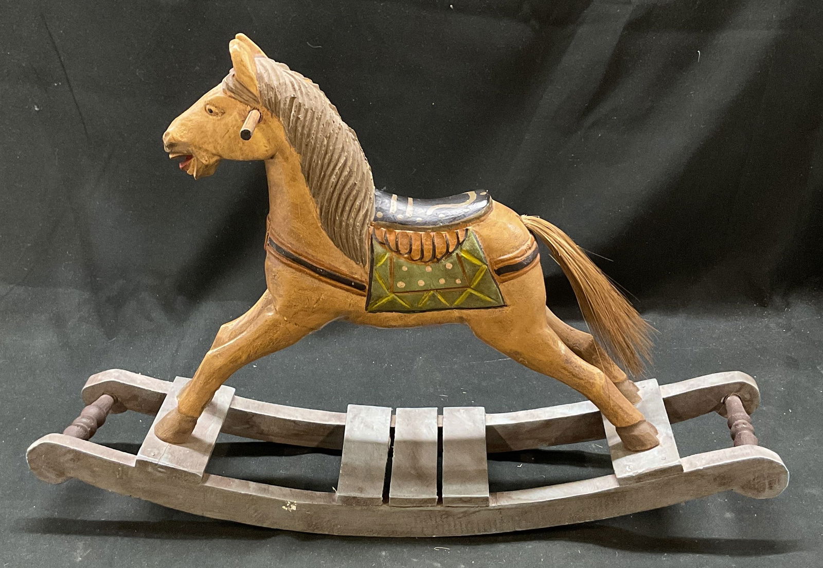 Vintage Handmade Wooden Rocking Horse Figurine (1 of 9)