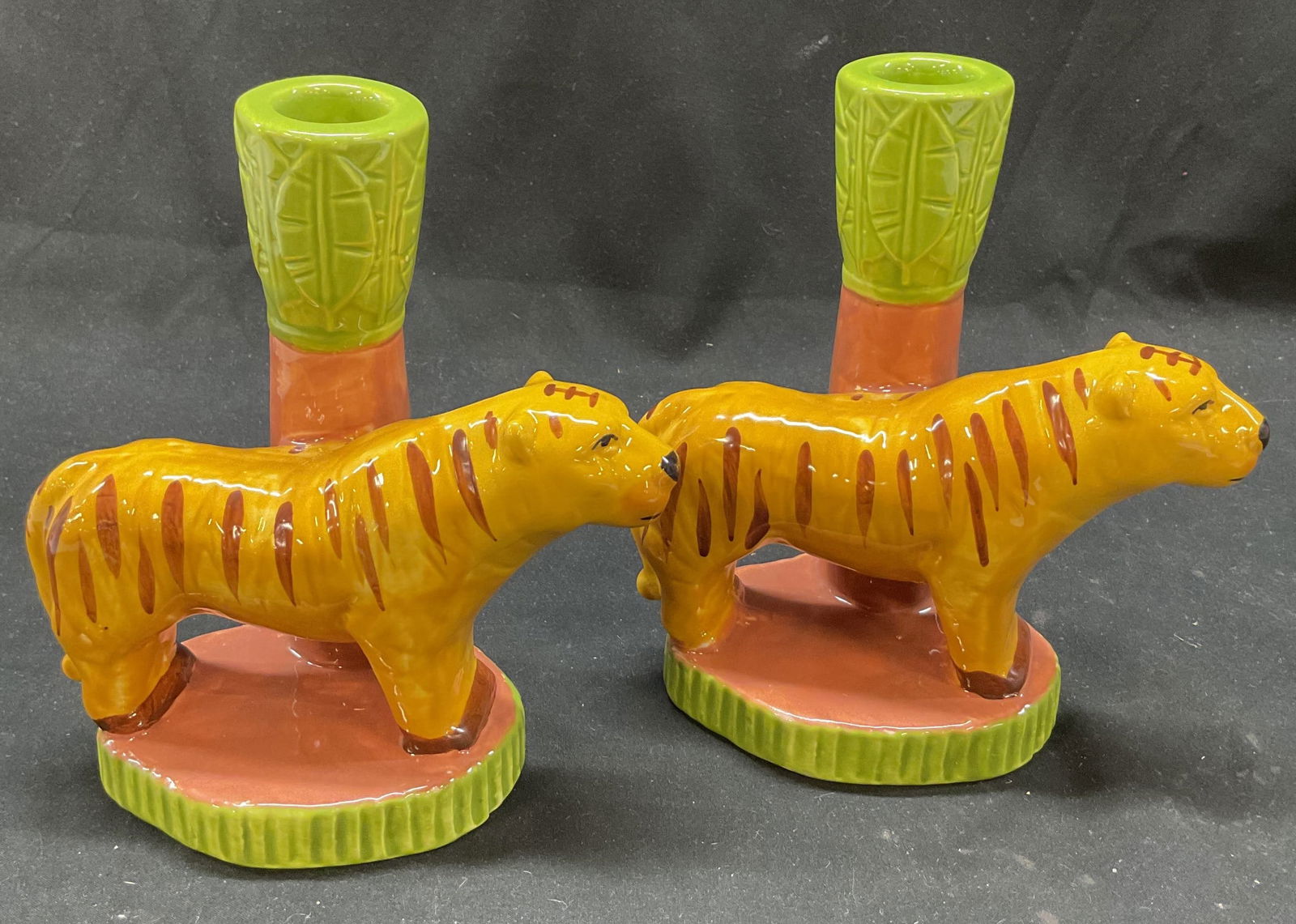 Pair Ceramic Tiger Candle Holders (1 of 9)