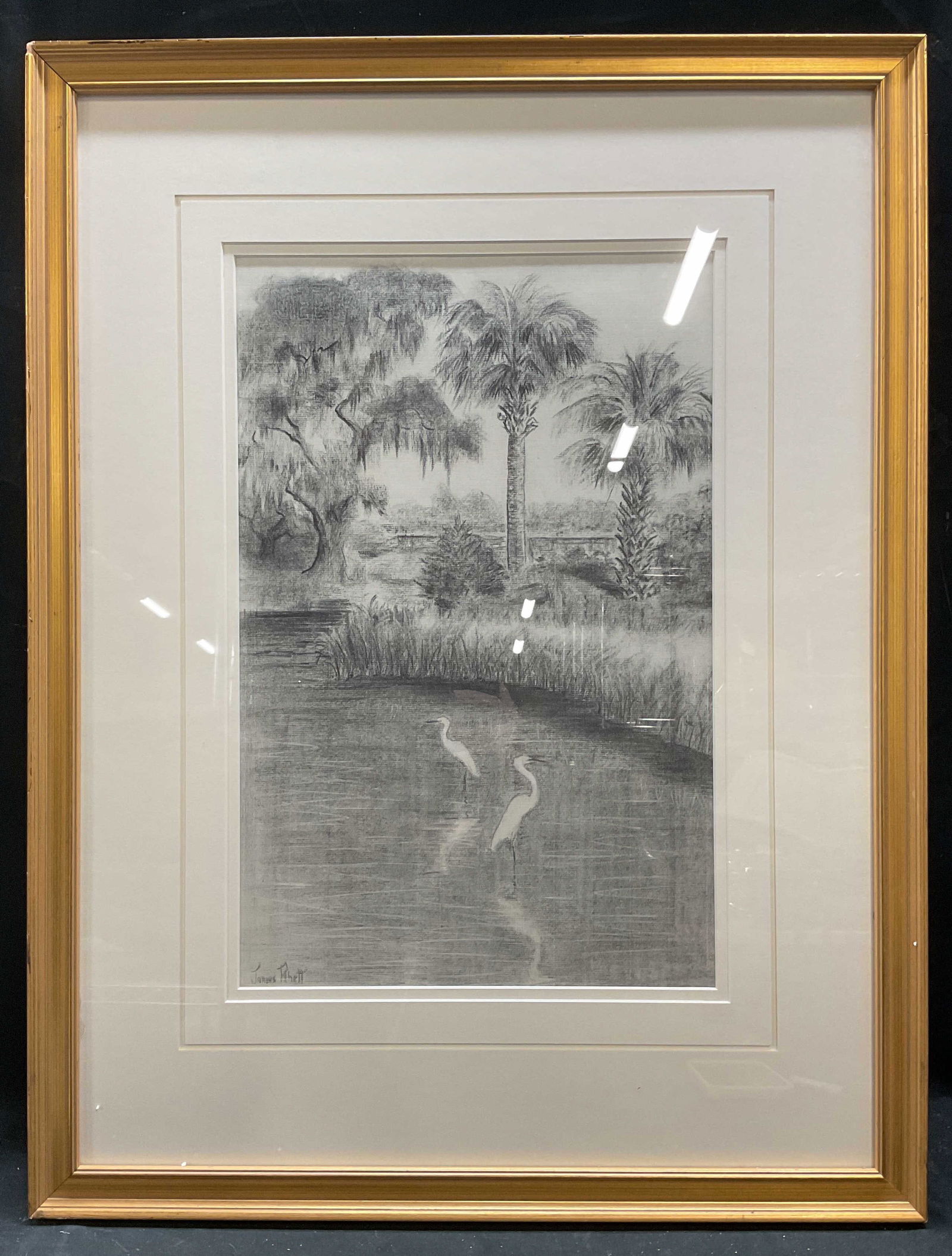 James Moore Rhett Heron Landscape Lithograph 29in (1 of 6)