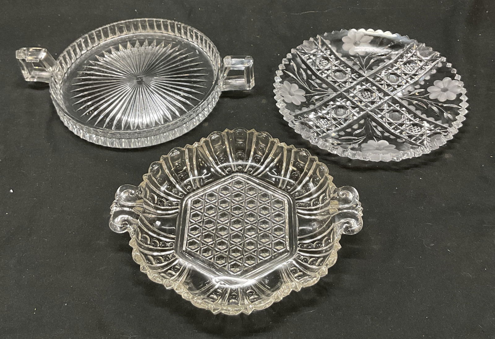 Lot 3 Vintage Crystal & Glass Cut Candy Dish (1 of 14)