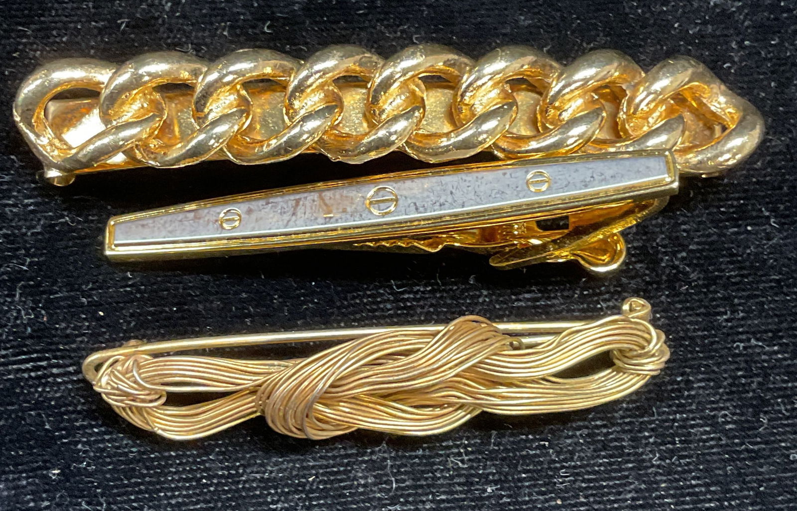 Lot 3 Gold Tone Tie Clip & Accessories (1 of 7)