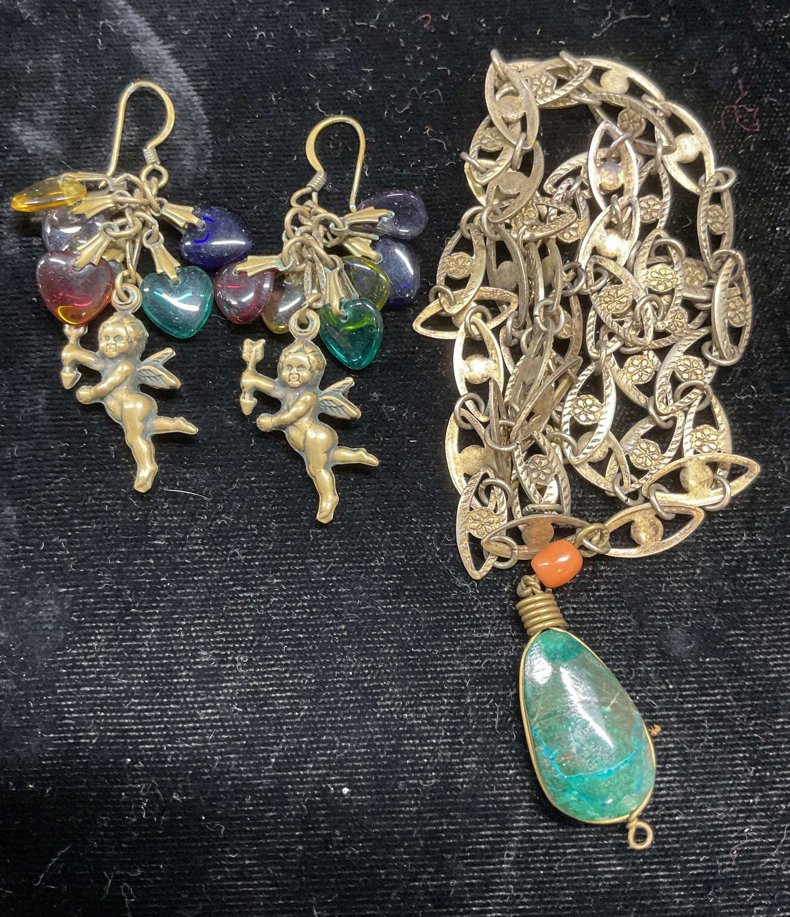 Lot 2 Gold Tone & Glass Cupid Earrings + (1 of 6)