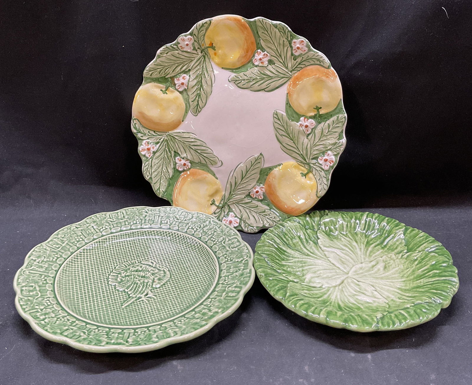Lot 3 Green Ceramic Plates Italy & Portugal (1 of 12)